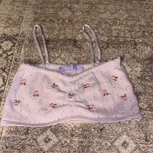 AWAD Lilac Floral Knit Crop Top